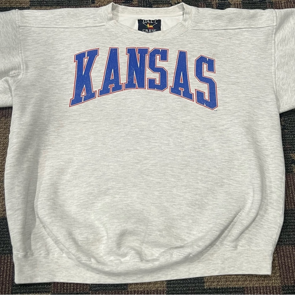Vtg 90’s Galt Sand Kansas Jayhawks KU Crewneck Sweatshirt Large NCAA Rock Chalk - Picture 8 of 13